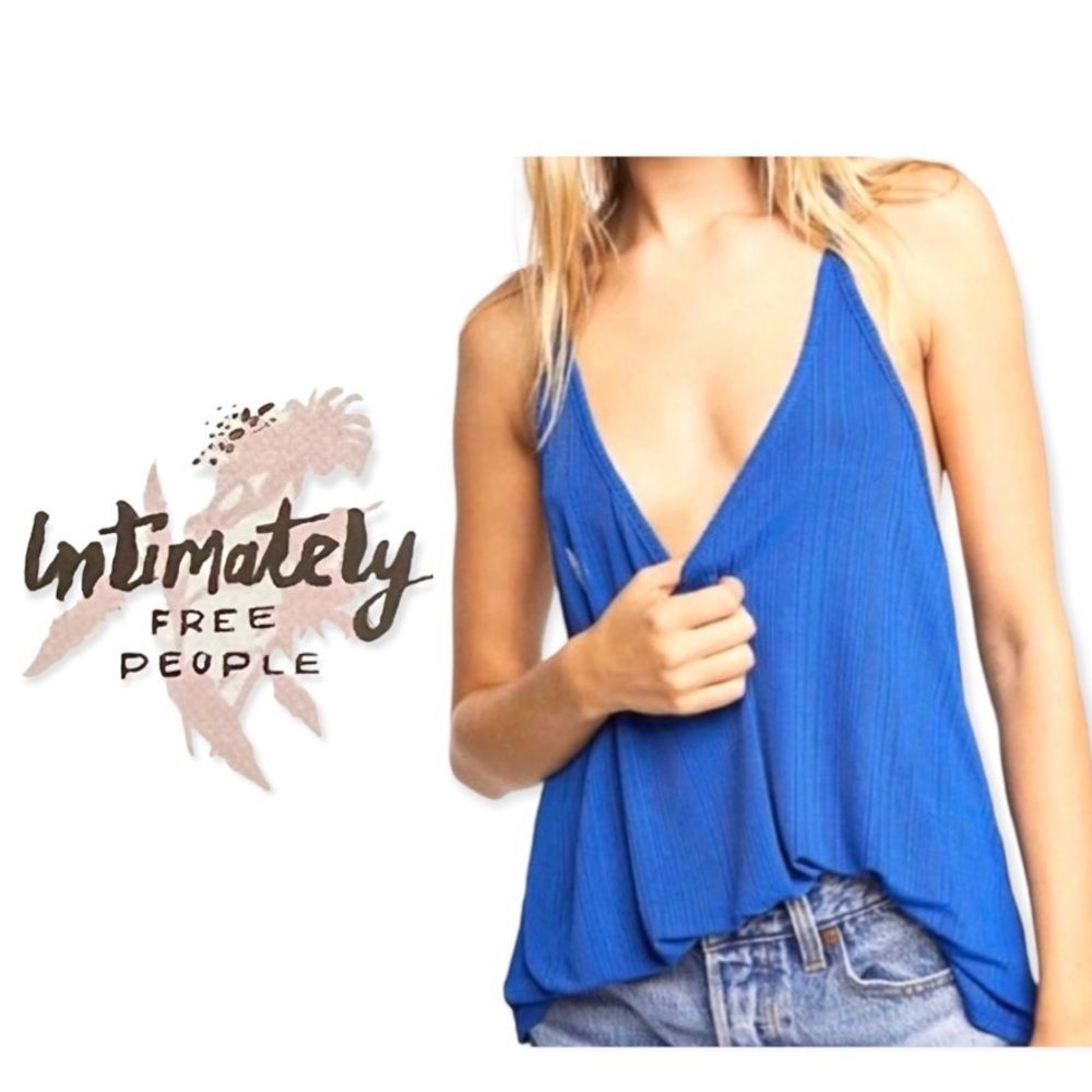 NWT-Womens Intimately Free People V-Neck|Racerback Camisole|Tank Top|Size M|Blue